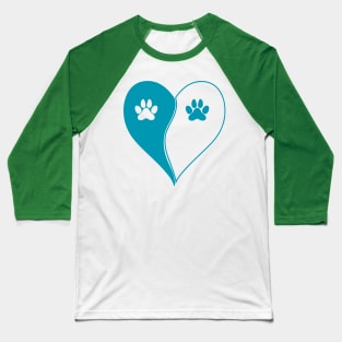 Love with pet footprint with paw and heart symbol graphic Baseball T-Shirt